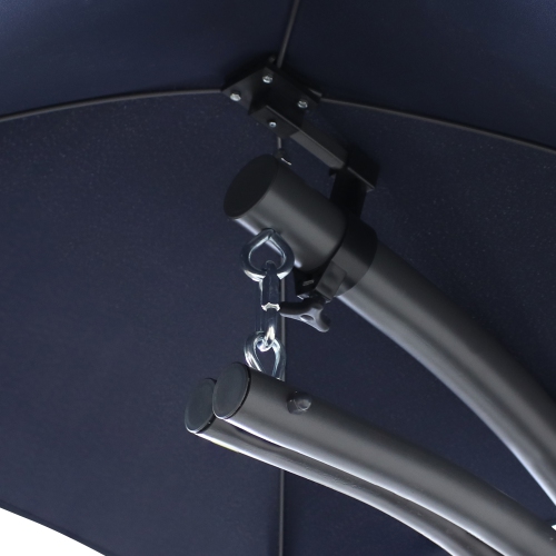 Sunnydaze Floating Lounge Chair with Umbrella and Curved Steel Stand - Navy