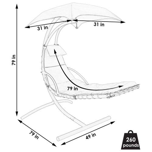 Sunnydaze Floating Lounge Chair with Canopy/Arc Stand - Red - Set of 2