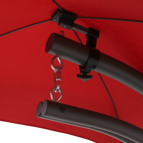 Sunnydaze Floating Lounge Chair with Canopy/Arc Stand - Red - Set of 2