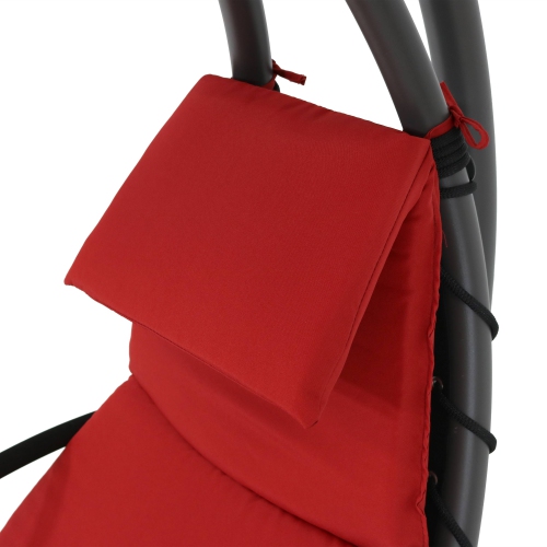 Sunnydaze Floating Chaise Lounge Chair with Canopy and Arc Stand - Red