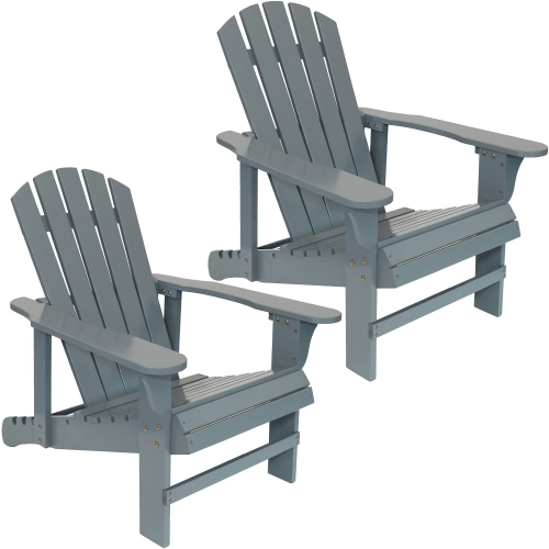 SUNNYDAZE DECOR  Sunnydaze Fir Wood Adirondack Chair With Adjustable Back - - Set Of 2 In Gray