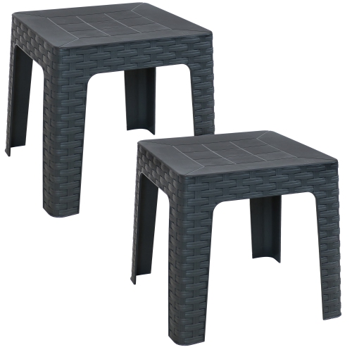 SUNNYDAZE DECOR  Sunnydaze 18.5 In Plastic Square Patio Side Table - - Set Of 2 In Gray First of all, I love the color