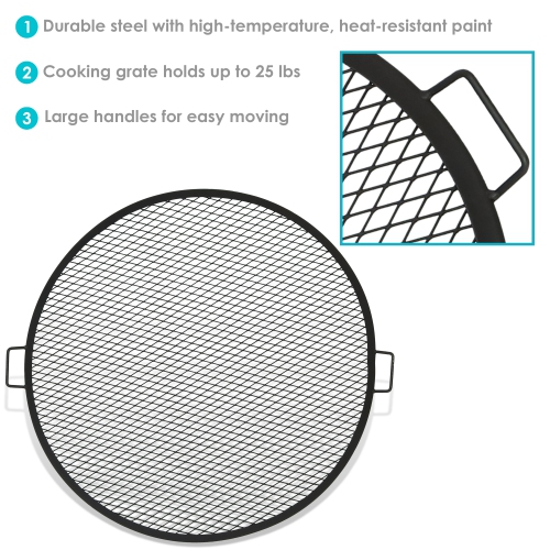 Barbecue de cuisson rond en acier avec poignée X-Mark 37 po de Sunnydaze