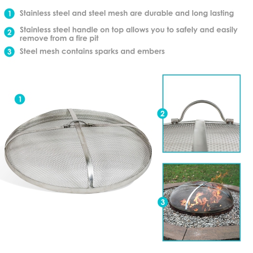 Sunnydaze 40 in Round Stainless Steel Fire Pit Spark Screen