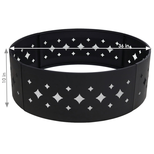 Sunnydaze 36 in Diamond Cut-Out Steel Wood Burning Fire Pit Ring with Poker