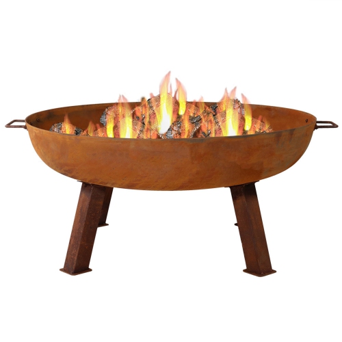 Sunnydaze 34 in Rustic Cast Iron Fire Pit Bowl with Stand