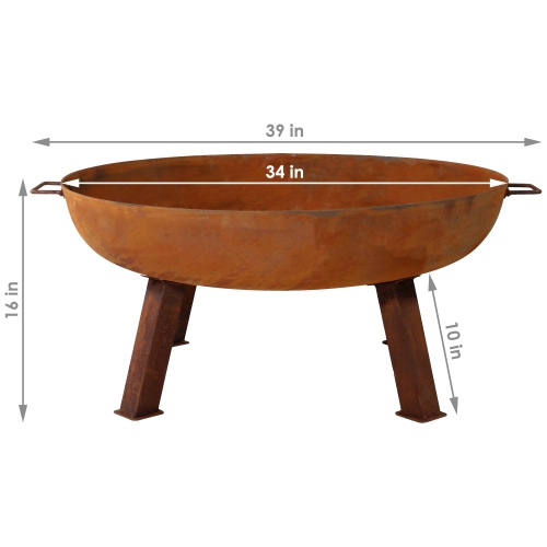Sunnydaze 34 in Rustic Cast Iron Fire Pit Bowl with Stand