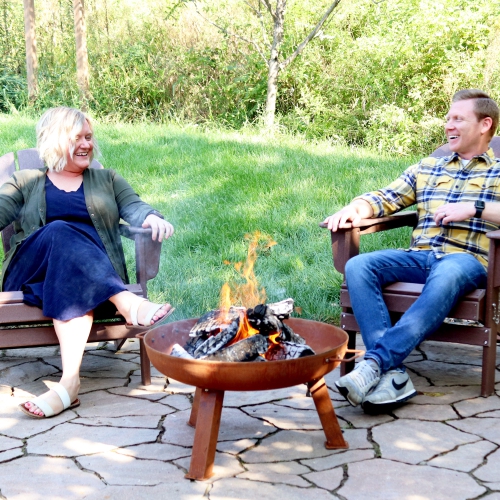 Sunnydaze 24 in Small Rustic Cast Iron Fire Pit Bowl with Stand