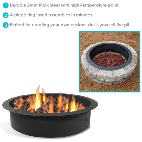 Sunnydaze 36 in Heavy-Duty Steel Above/In-Ground Fire Pit Ring Insert