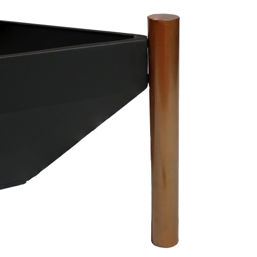 Sunnydaze 31 in Triangle Steel Fire Pit Table with Grate, Poker, and Screen