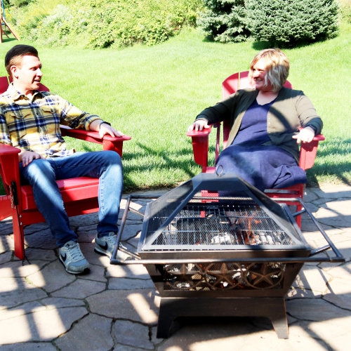 Sunnydaze 32 in Northern Galaxy Steel Fire Pit with Grate, Screen and Poker