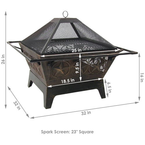 Sunnydaze 32 in Northern Galaxy Steel Fire Pit with Grate, Screen and Poker