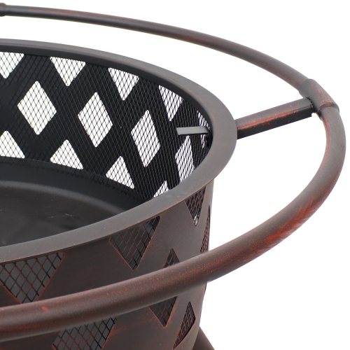 Sunnydaze 30 in Crossweave Steel Fire Pit with Screen and Poker
