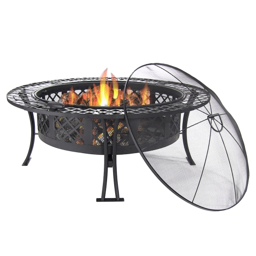 SUNNYDAZE DECOR  Sunnydaze 40 In Diamond Weave Steel Fire Pit With Spark Screen And Poker Great fire pit!