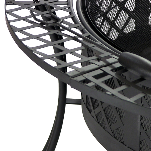 Sunnydaze 40 in Diamond Weave Steel Fire Pit with Spark Screen and Poker