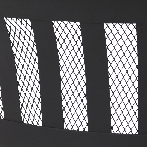 Sunnydaze 25 in Mesh Stripe Steel Fire Pit with Spark Screen and Poker