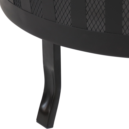 Sunnydaze 25 in Mesh Stripe Steel Fire Pit with Spark Screen and Poker