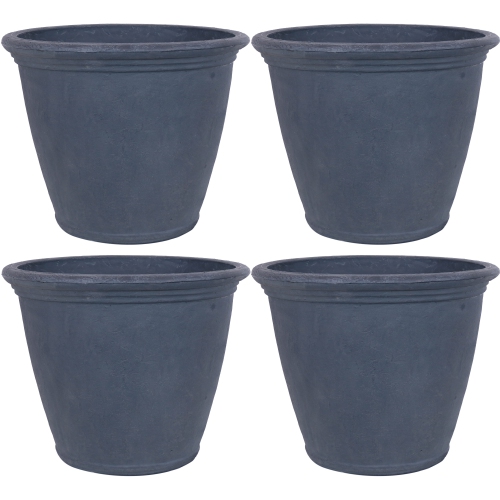 SUNNYDAZE DECOR  Sunnydaze 24 In Anjelica Unbreakable Polyresin Planter - Slate - Set Of 4