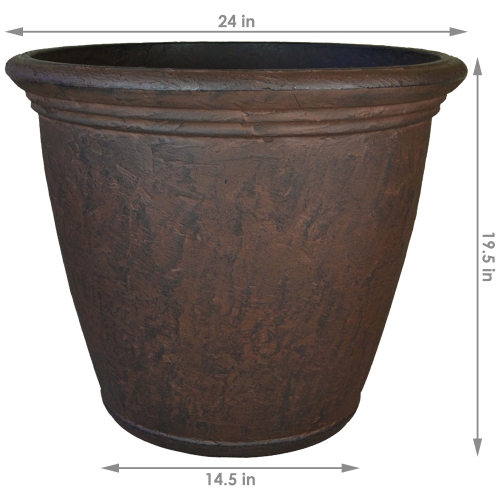 Sunnydaze 24 in Anjelica Unbreakable Polyresin Planter - Rust - Set of 4