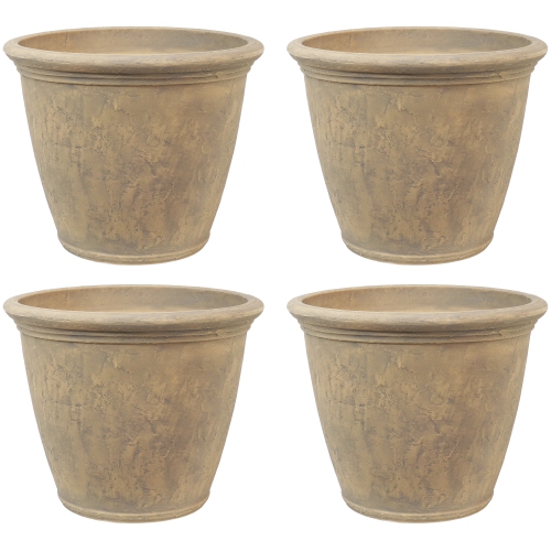 SUNNYDAZE DECOR  Sunnydaze 24 In Anjelica Unbreakable Polyresin Planter - - Set Of 4 In Beige 