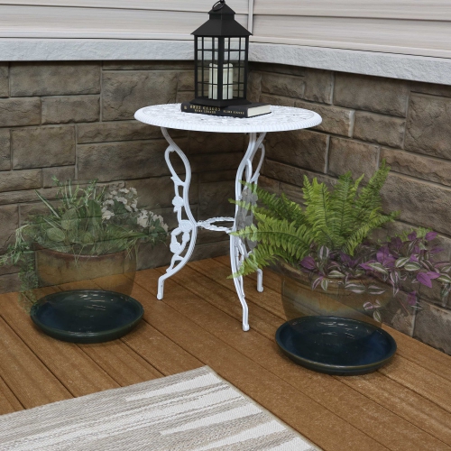 Sunnydaze 12 in Ceramic Flower Pot/Plant Saucer - Dark Green - Set of 4