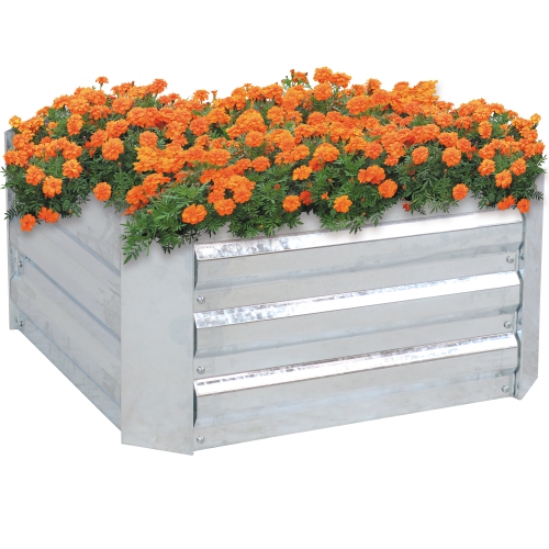 Sunnydaze Galvanized Steel Square Raised Garden Bed - 24 in - Silver