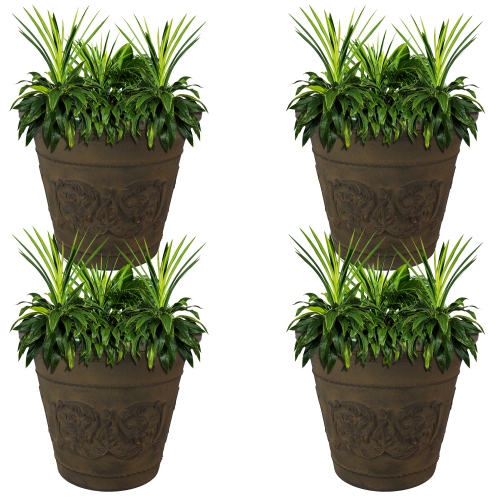 Sunnydaze 19.5 in Arabella Polyresin Outdoor Planter - Sable - Set of 4