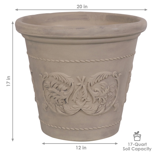 Sunnydaze 19.5 in Arabella Polyresin Outdoor Planter - Beige