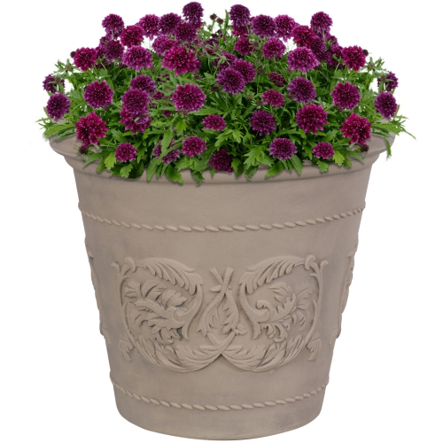 Sunnydaze 19.5 in Arabella Polyresin Outdoor Planter - Beige
