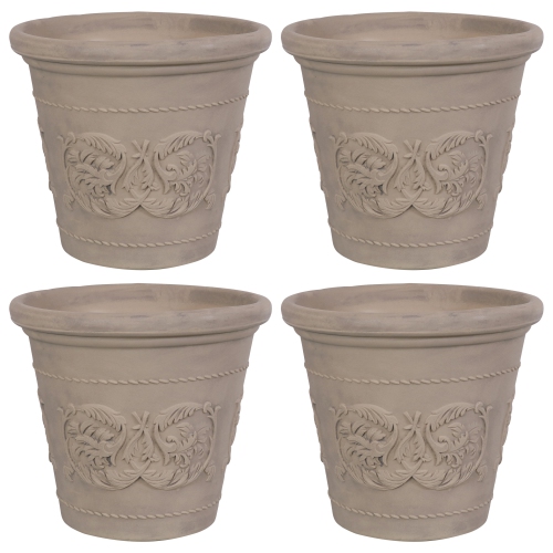 SUNNYDAZE DECOR  Sunnydaze 19.5 In Arabella Polyresin Outdoor Planter - - Set Of 4 In Beige Love LOVE these resin plant