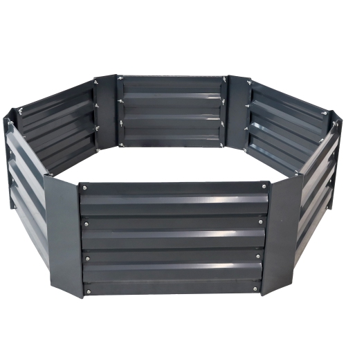 SUNNYDAZE DECOR  Sunnydaze Galvanized Steel Hexagon Raised Garden Bed - 40 In - Dark In Gray Love it!