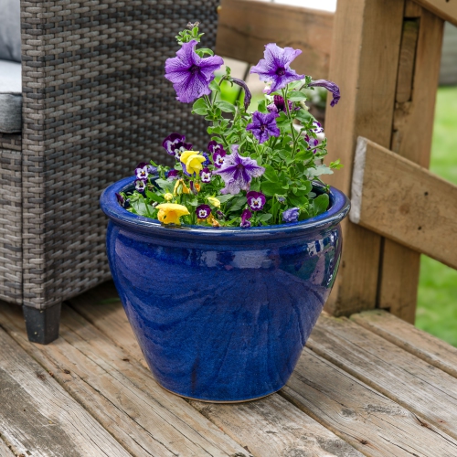 Sunnydaze 18 in Studio High-Fired Glazed Ceramic Planter