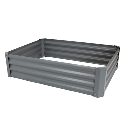 SUNNYDAZE DECOR  Sunnydaze Powder-Coated Steel Rectangle Raised Garden Bed - - 47 In Gray Best way to go for a narrow garden spot
