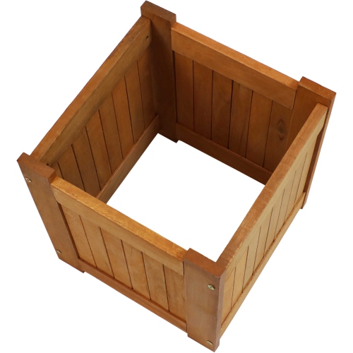 Sunnydaze Meranti Wood Decorative Square Planter Box - 16 in - Set of 2