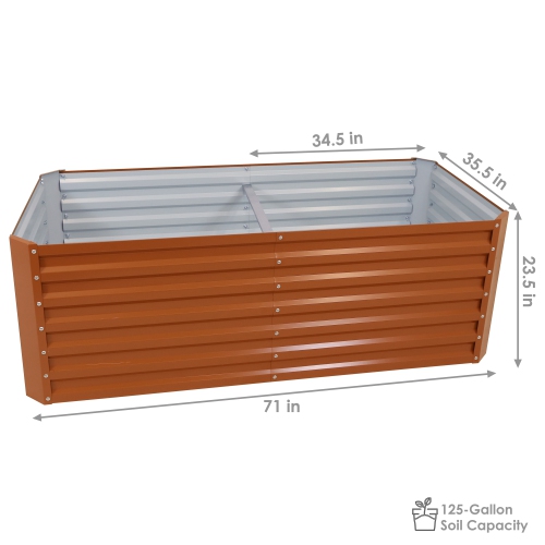 Sunnydaze Galvalume Steel Rectangle Raised Garden Bed - Brown - 71 in