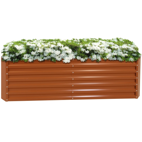 Sunnydaze Galvalume Steel Rectangle Raised Garden Bed - Brown - 71 in