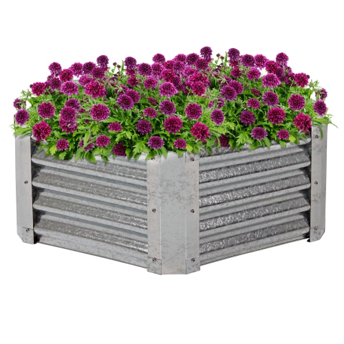 Sunnydaze Corrugated Steel Hexagon Raised Garden Bed - Gray - 40 in