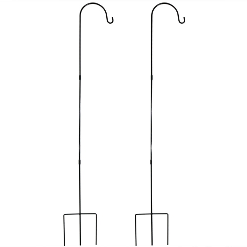 SUNNYDAZE DECOR  Sunnydaze Steel Hanging Single Shepherd Hooks - 82 In - Set Of 2 In Black