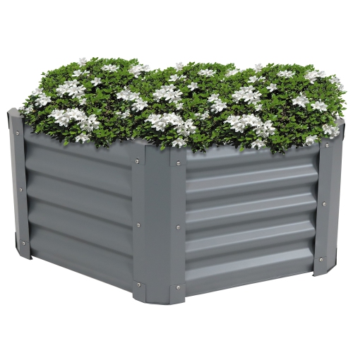 Lit de jardin hexagonal en acier thermolaqué Sunnydaze - Gris - 41 po