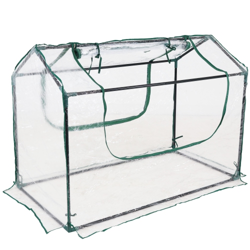 SUNNYDAZE DECOR  Sunnydaze 4 X 2 Ft Steel Pvc Panel Mini Greenhouse With 2 Doors - Clear