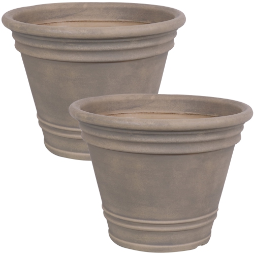 SUNNYDAZE DECOR  Sunnydaze 20 In Franklin Dual-Wall Polyresin Planter - - Set Of 2 In Beige Looks great!