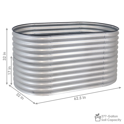 Sunnydaze Galvalume Steel Rectangle Raised Bed - Silver - 62.5 in x 32 in