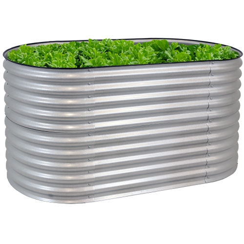 Sunnydaze Galvalume Steel Rectangle Raised Bed - Silver - 62.5 in x 32 in