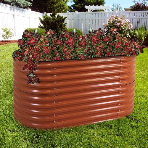 Sunnydaze Galvalume Steel Rectangle Raised Bed - Brown - 62.5 in x 32 in