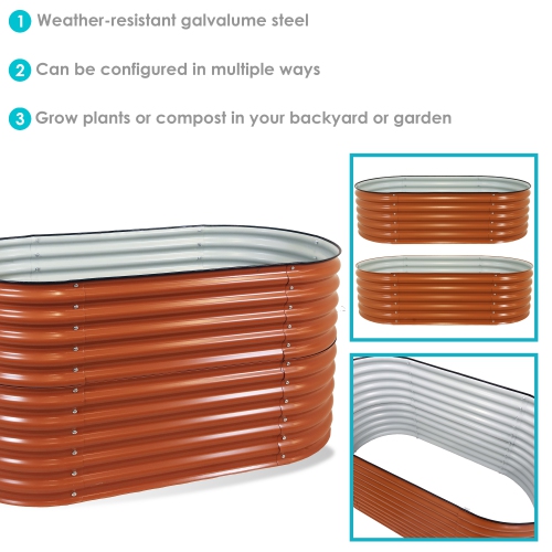 Sunnydaze Galvalume Steel Rectangle Raised Bed - Brown - 62.5 in x 32 in