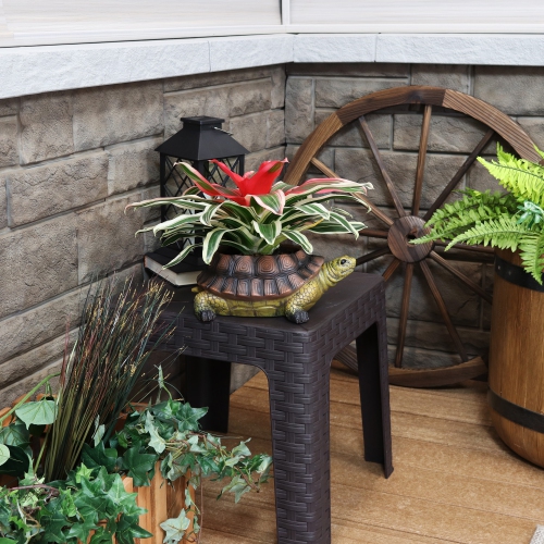 Sunnydaze 11 in Polyresin Teddy the Tortoise Indoor/Outdoor Garden Planter