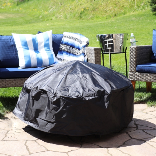 Sunnydaze 40 in Weather-Resistant PVC Round Fire Pit Cover - Black