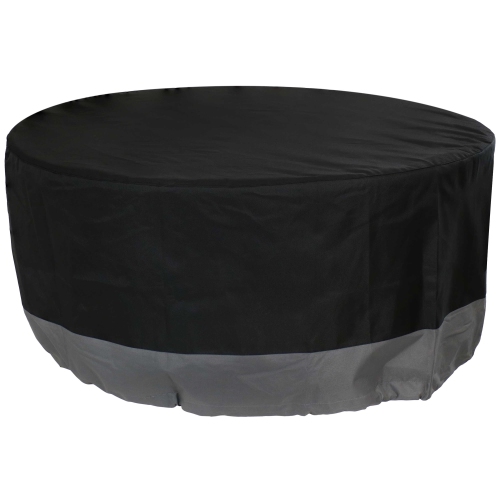 Housse de foyer extérieur rond en polyester 2 tons 60 po de Sunnydaze - Gris/Noir