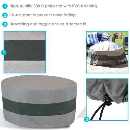 Sunnydaze 60 in 2-Tone Polyester Round Outdoor Fire Pit Cover - Gray/Green