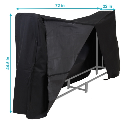 Housse de support à bûches en PVC robuste de 6 pi de Sunnydaze - Noir